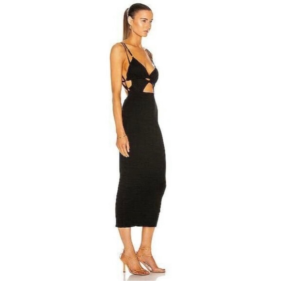 JACQUEMUS La Robe Pila Black Midi Dress Size: 36 - Picture 2 of 15